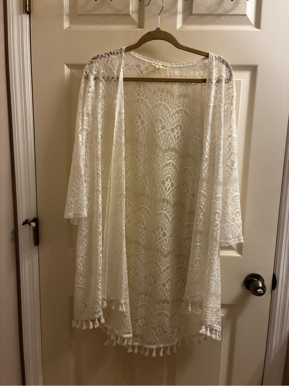 Lace Tassel Swim Coverup - White